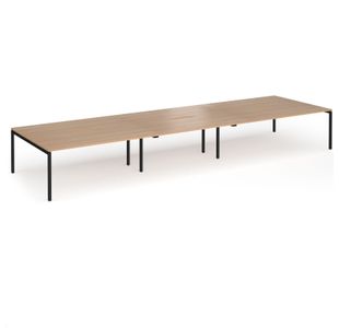 Connex Goal-Post 5400 x 1600 x 725mm Back to Back Desk (6 x 1800mm) - Black Frame / Beech Top