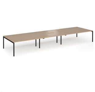 Connex Goal-Post 5400 x 1600 x 725mm Back to Back Desk (6 x 1800mm) - Black Frame / Kendal Oak Top