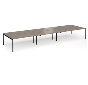 Connex Goal-Post 5400 x 1600 x 725mm Back to Back Desk (6 x 1800mm) - Black Frame / Nebraska Oak Top