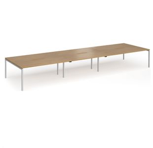 Connex Goal-Post 5400 x 1600 x 725mm Back to Back Desk (6 x 1800mm) - Silver Frame / Oak Top