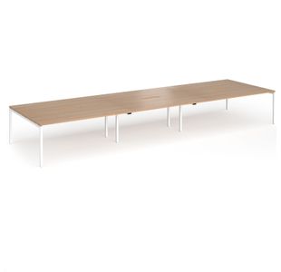 Connex Goal-Post 5400 x 1600 x 725mm Back to Back Desk (6 x 1800mm) - White Frame / Beech Top