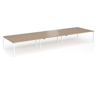Connex Goal-Post 5400 x 1600 x 725mm Back to Back Desk (6 x 1800mm) - White Frame / Kendal Oak Top