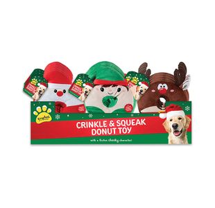 Christmas Crinkley/Squeaky Donut Pet Toy Pack of 12 XMA13448OB