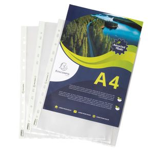 Exacompta OPAK Recycled Punched Pockets 60 micron A4 (Pack 100) 5320E