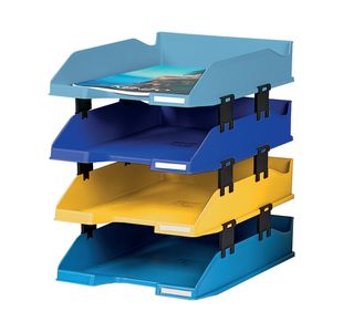 Exacompta Bee Blue Letter Trays Recycled A4 Set of 4 Assorted 113202SETD
