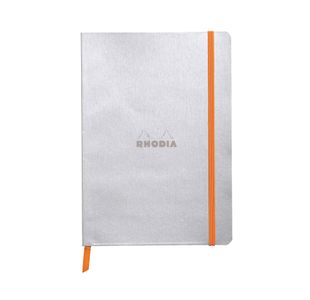 Clairefontaine Rhodiarama Notebook 80 Lined Pages A5 Silver Cover 117401C