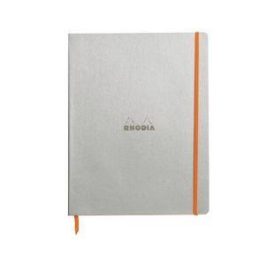 Clairefontaine Rhodiarama Notebook 80 Lined Pages A4+ Silver Cover 117701C
