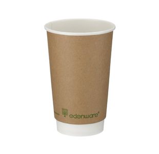 Go-Pak Double Wall Coffee Cup PLA Lined 16oz Kraft (Pack of 500) B04014