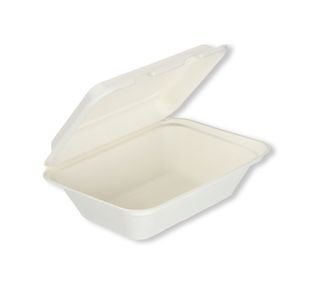 Go-Pak Bagasse Clamshell Meal Box Regular 7x5 Inch White (Pack of 500) D06002