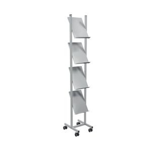 Helit Mobile A4 4 Tier Literature Display Stand Steel Silver H6813399