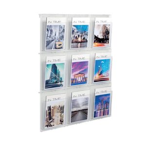 Helit Placativ Wall Display 9xA4 Pockets Clear HS812102