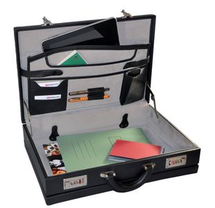 Monolith Leather Look Expandable Attache Case PVC Black 2350