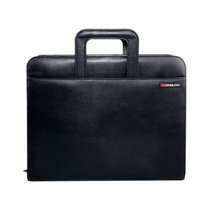 Monolith Drop Handle Leather Look Ring Binder Black 2791