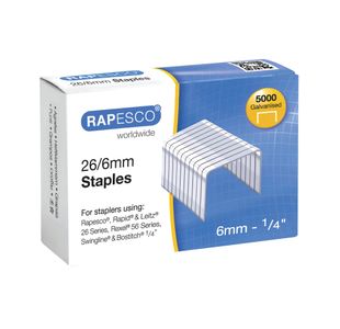 Rapesco 26/6mm Staples Galvanised Chisel Point Pack of 5000 S11662Z3