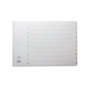 Concord Index 1-10 A3 White Board with Clear Mylar Tabs 04601/CS46