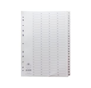 Concord Classic Index 1-200 A4 White Board With Clear Mylar Tabs 05801/Cs58