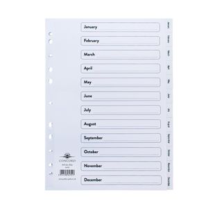 Concord January-December Index Polypropylene A4 White 64701