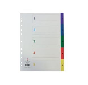 Concord 1-5 Index Polypropylene Multicoloured A4 66299