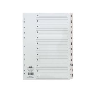 Concord Classic Index 1-12 A4 White Board With Clear Mylar Tabs 01201/CS12