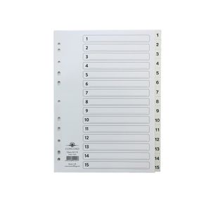Concord Classic Index 1-15 A4 White Board With Clear Mylar Tabs 01401/CS14
