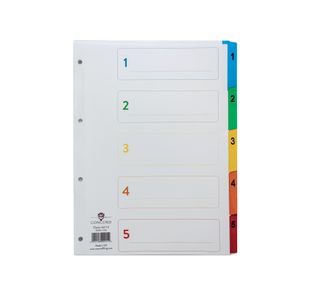 Concord Index 1-5 A4 White with Multicolour Tabs 00201/CS2