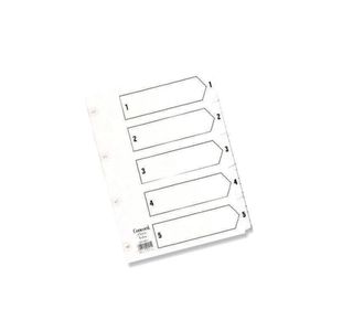 Concord Reinforced Index 1-5 A5 White Board Mylar Tabs 07001/CS70