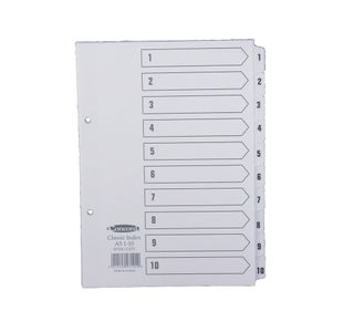 Concord Reinforced Index 1-10 A5 White Board Mylar Tabs 07101/CS71