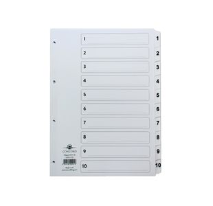 Concord Classic Index 1-10 A4 White Board Clear Mylar Tabs 00901/CS9