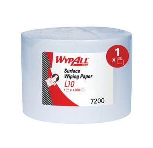 Wypall L10 Surface Wiping Paper Roll 1-Ply x1000 Sheets Blue 7200