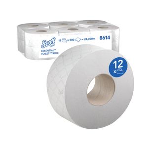 Scott Jumbo Toilet Tissue 2-Ply x500 White Pack of 12 8614