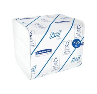 Scott Control Folded Toilet Tissue Paper 2-Ply x250 Sh Pack of 36 8042