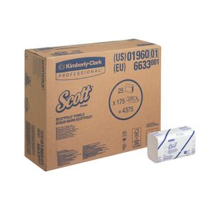 Scott Multi-Fold Hand Towels 1-Ply x175 Towels White (Pack of 25) 6633