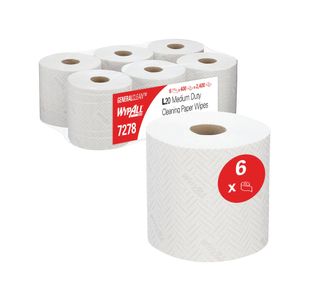 Wypall L20 Cleaning Paper Wipes Roll 2-Ply x400 White Pack of 6 7278
