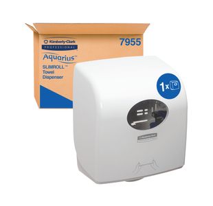 Aquarius Slimroll Rolled Hand Towel Dispenser - White/NEW 7955