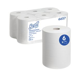 Scott Slimroll Paper Hand Towel Roll 1-Ply 165m White Pack of 6 6657