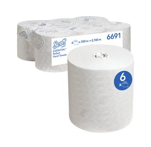 Scott Essential Paper Hand Towel Roll 1-Ply 350m White Pack of 6 6691