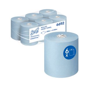 Scott Essential Paper Hand Towel Roll 1-Ply 350m Blue Pack of 6 6692