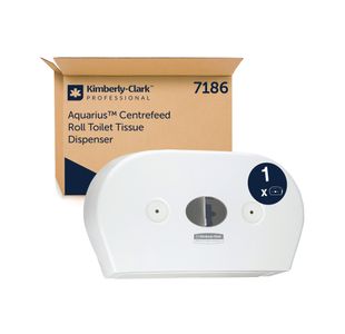 Aquarius Mini Twin Roll Centrefeed Toilet Tissue Dispenser White 7186