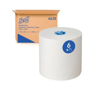 Scott Paper Hand Towel Roll 1-Ply E-Roll 380m White Pack of 6 6638