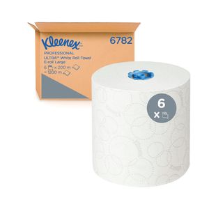 Kleenex Ultra Paper Towel Roll 2-Ply E-Roll 200m Long White Pack of 6