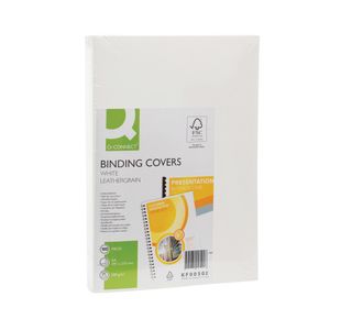 Q-Connect A4 White Leathergrain Comb Binder Cover (Pack of 100) KF00502