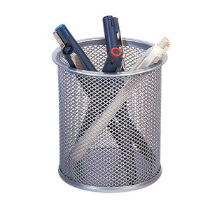 Q-Connect Mesh Pen Pot Silver KF00846