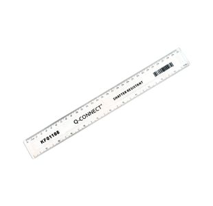 Q-Connect Shatter Resistant Ruler 30cm Clear (Pack of 10) KF01108Q