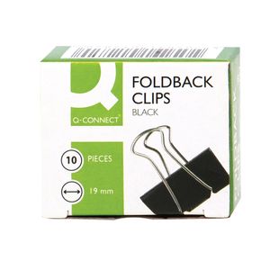 Q-Connect Foldback Clip 19mm Black (Pack of 10) KF01282