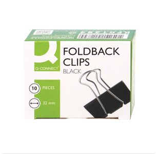 Q-Connect Foldback Clip 32mm Black (Pack of 10) KF01284