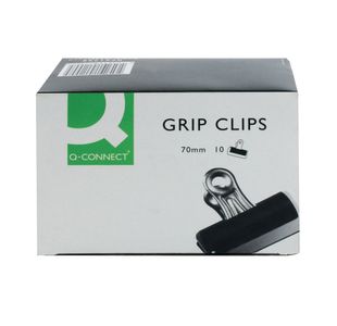 Q-Connect 70mm Black Grip Clip Pack of 10 KF01290