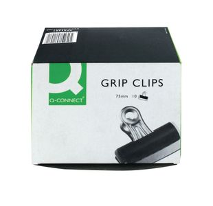 Q-Connect 75mm Black Grip Clip Pack of 10 KF01291