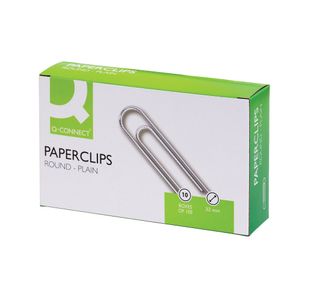 Q-Connect Paperclips Plain 32mm 100 Per Box Pack of 10 KF01314Q