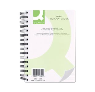Q-Connect Feint Ruled Wirebound Duplicate Book 210x127mm KF01341