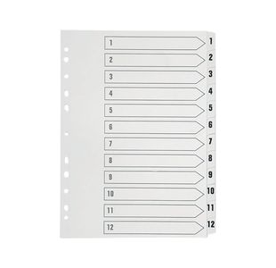 Q-Connect 1-12 Index Multi-punched Polypropylene White A4 KF01354